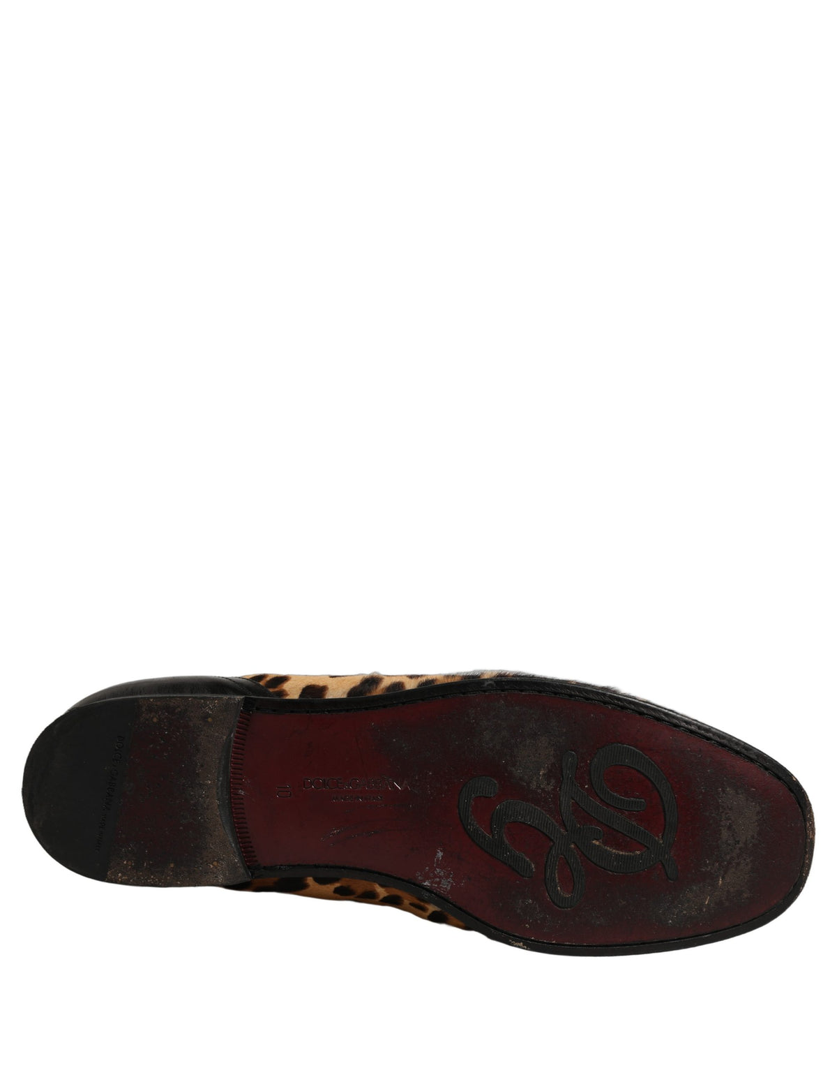 Brown Leopard Calf Hair Flats Loafers Shoes