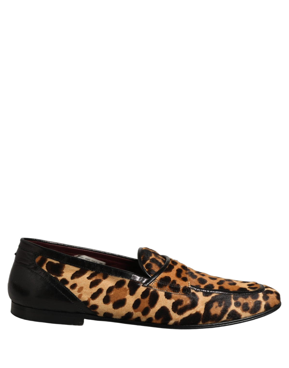 Brown Leopard Calf Hair Flats Loafers Shoes