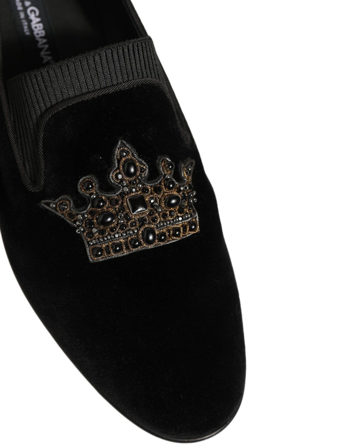 Black Crown Embellished Men Loafers Shoes