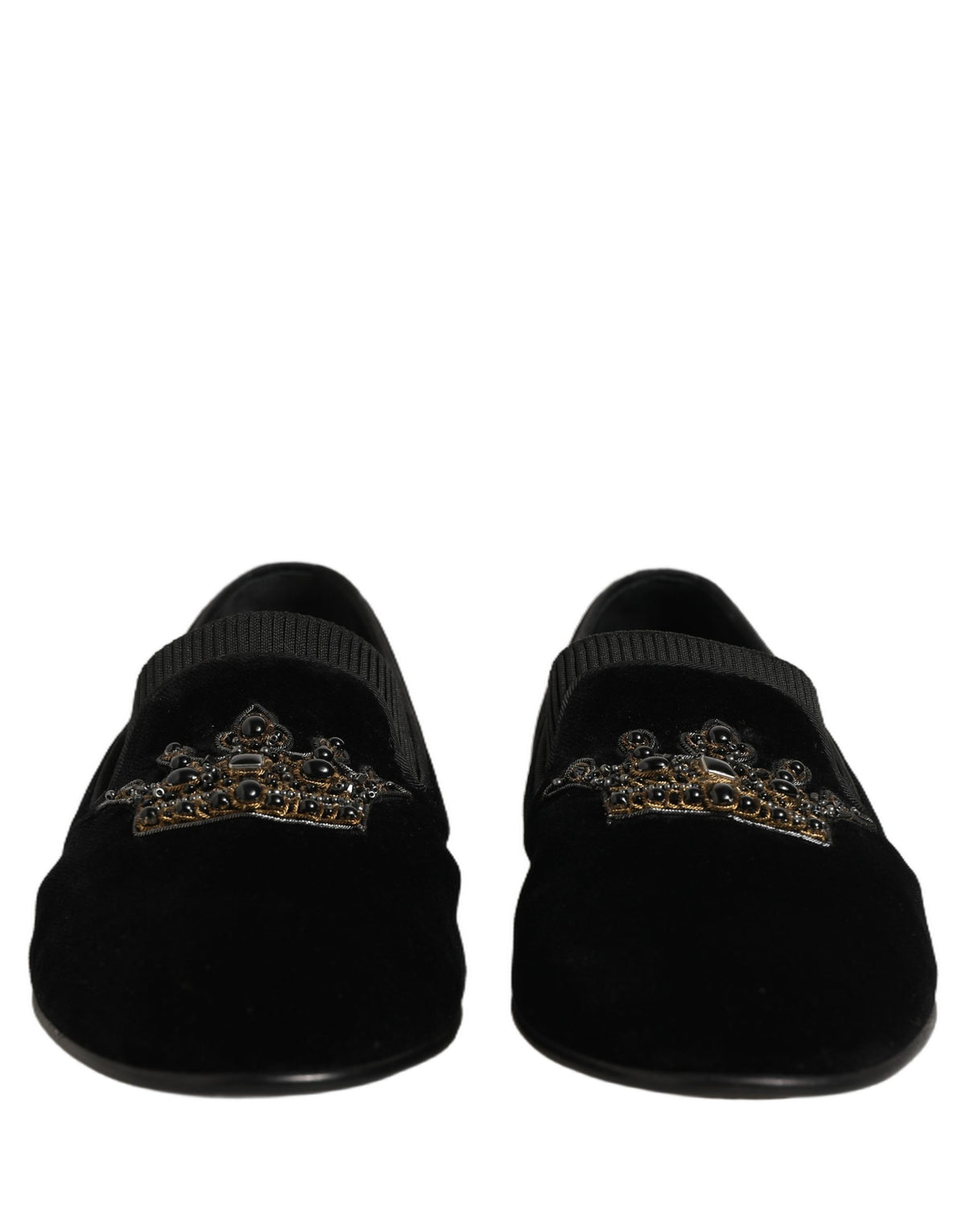 Black Crown Embellished Men Loafers Shoes