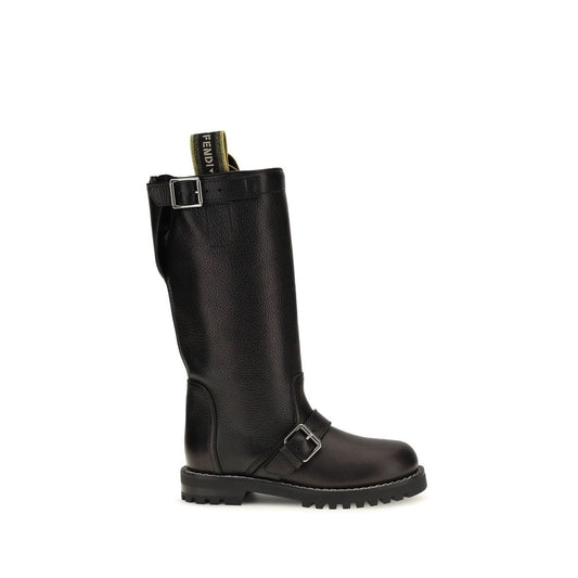 Black Calf Leather Bos Taurus Lace-Up Boots