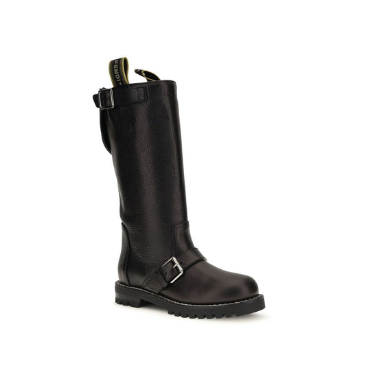 Black Calf Leather Bos Taurus Lace-Up Boots