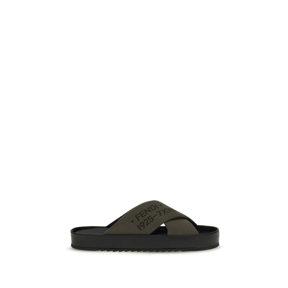 Bicolor Polyester Flat Sandals