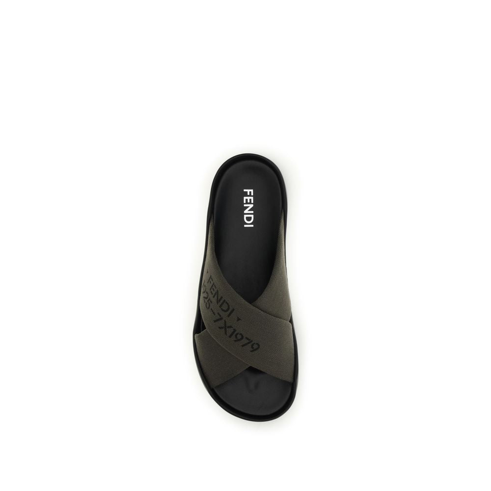 Bicolor Polyester Flat Sandals