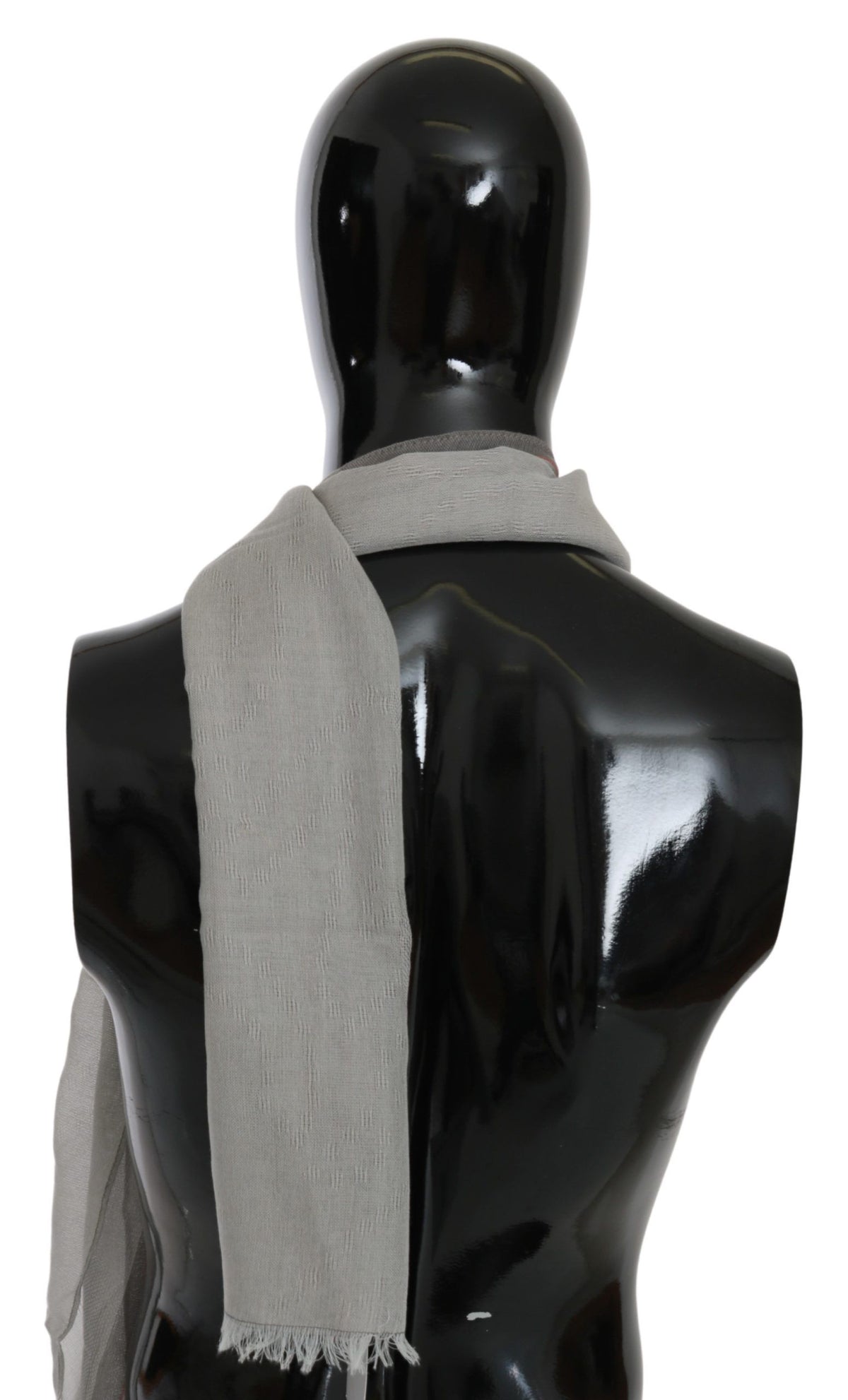Gray Fringe Neck Wrap Cotton Scarf