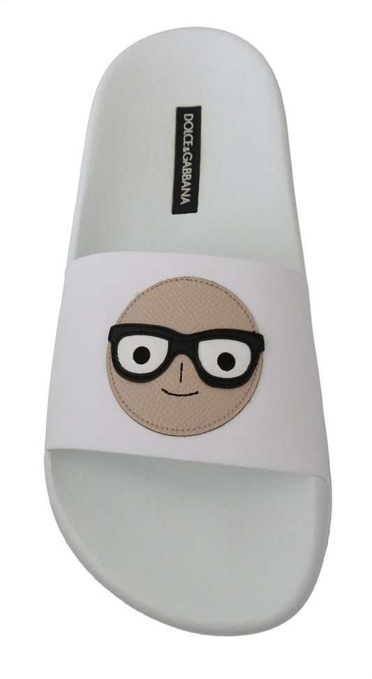 Valkoiset nahkaiset #dgfamily Slides -sandaalit