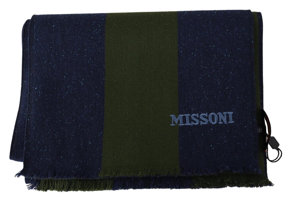 Blue Green Wool Unisex Neck Wrap Shawl Blue