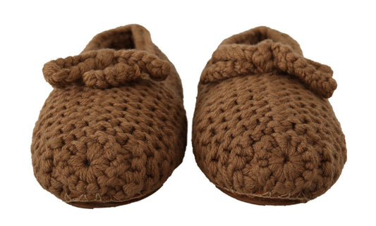 Ruskeat Slip On -ballerinajalkineet villaneulekengät