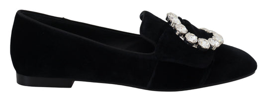 Mustat samettikristalli-loafersit