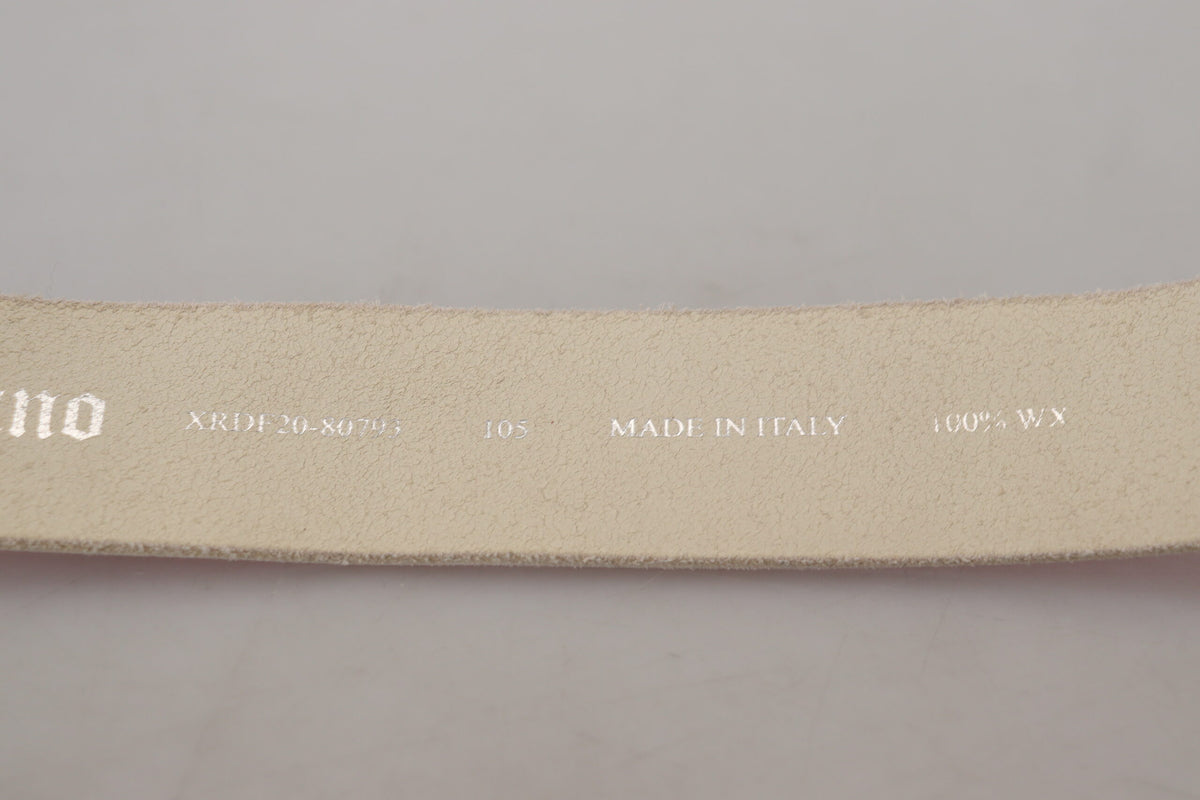 Pink Leather Letter Logo Round Buckle Waist Belt