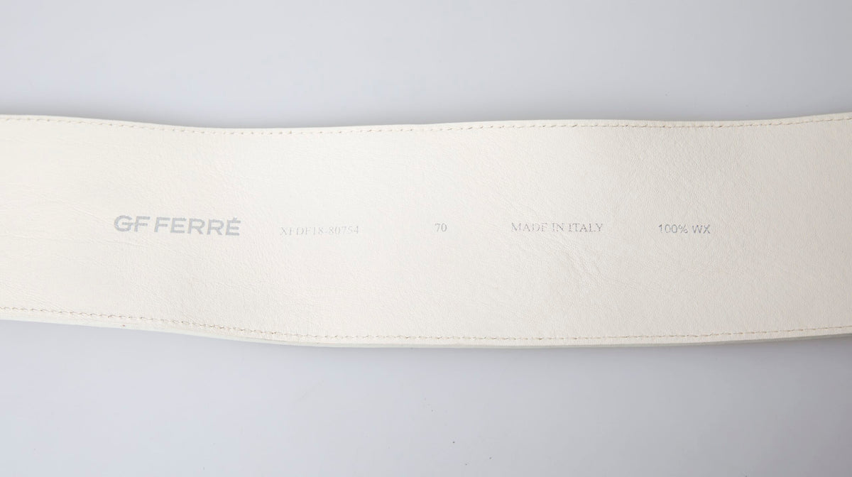Off White Waxed Cotton Wide Fashion Waistband Belt