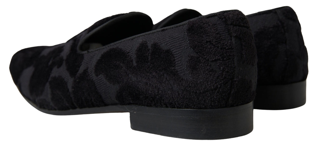 Black Brocade Loafers Formal Shoes
