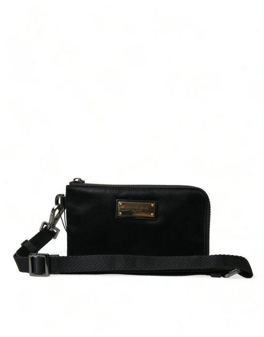 Musta nailoninen logo-avaimenperäpussi clutch-laukku