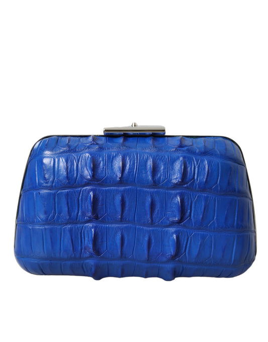 Sininen eksoottinen olkalaukku/crossbody-laukku, nahka, clutch-malli