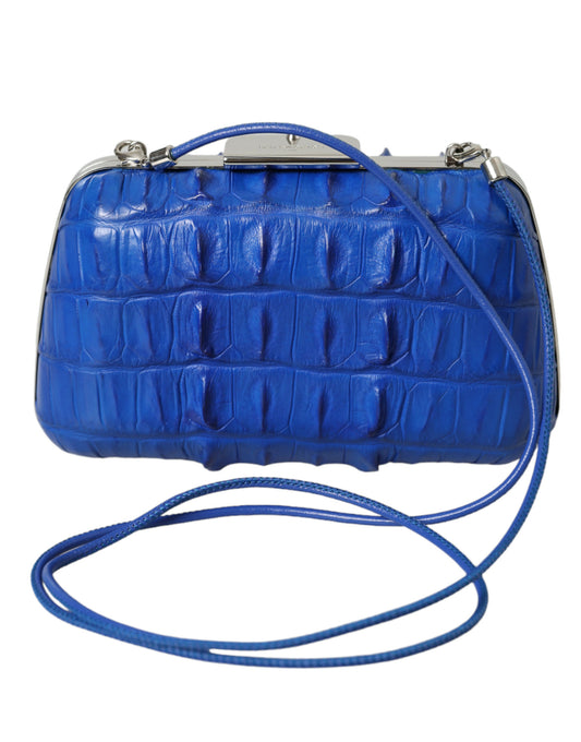Sininen eksoottinen olkalaukku/crossbody-laukku, nahka, clutch-malli