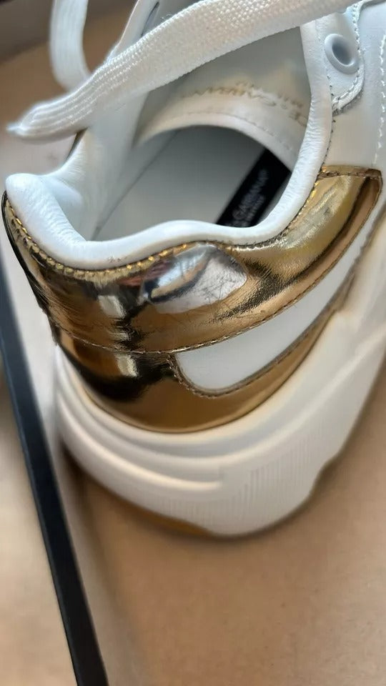 White Gold Leather Men Sneakers DAYMASTER Shoes