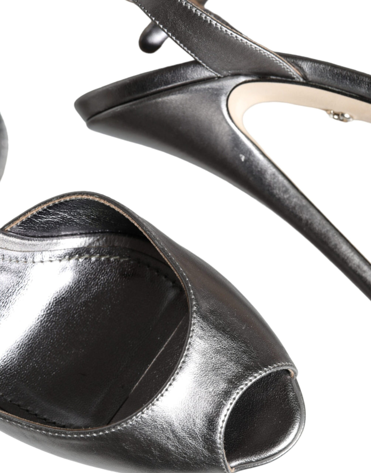 Metallic Silver Leather Keira Platform Sandals Shoes