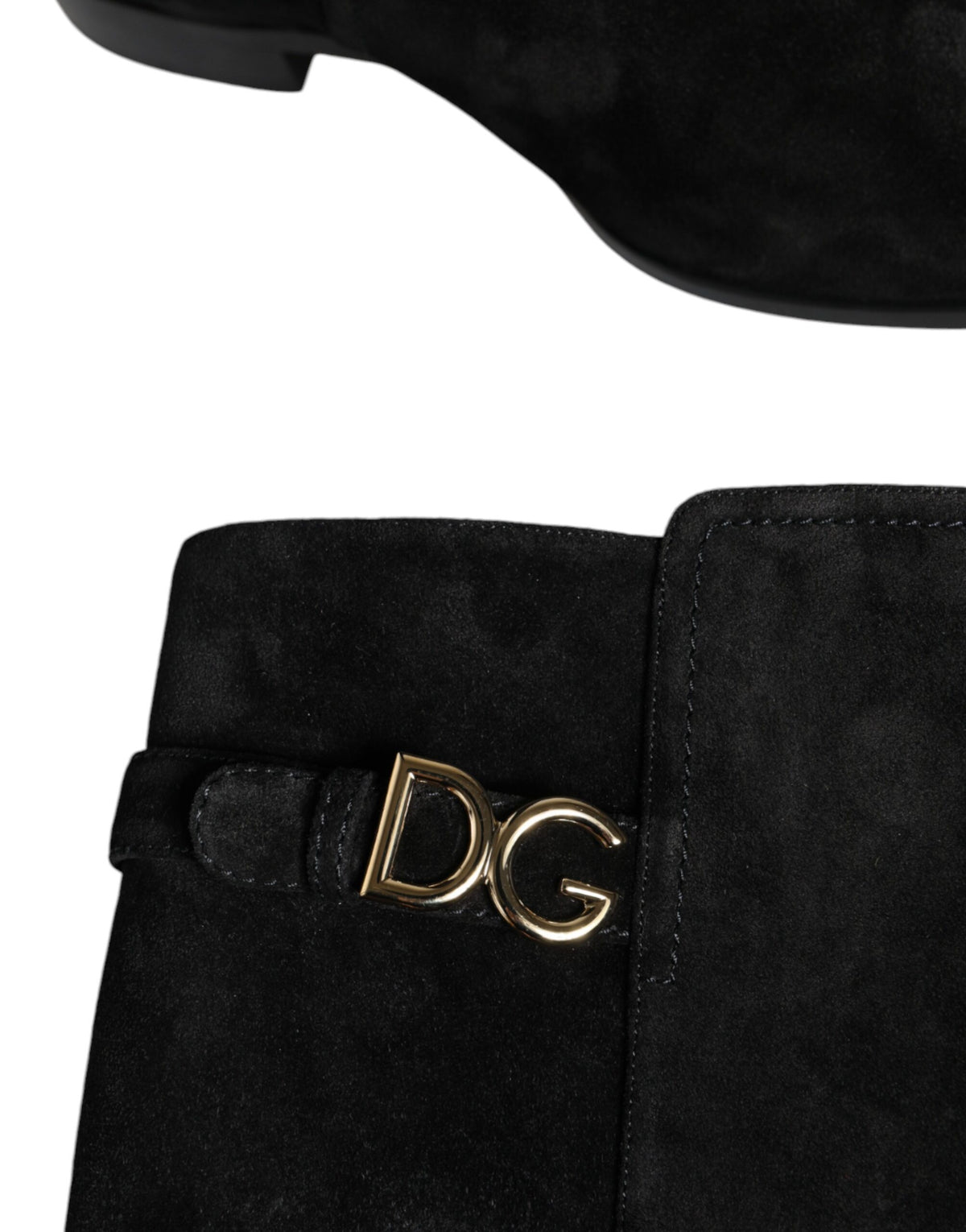 Black Suede Leather Knee High Boots Shoes