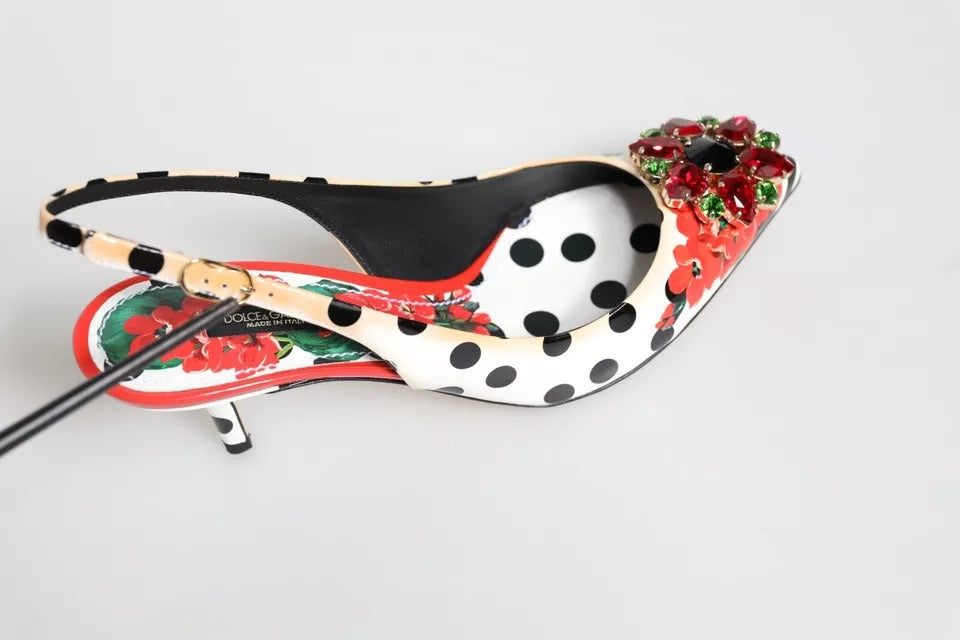 Multicolor Crystal Heels Slingback Shoes
