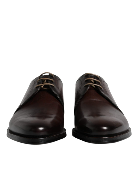 Brown Leather Lace Up Men Derby Formal Shoes