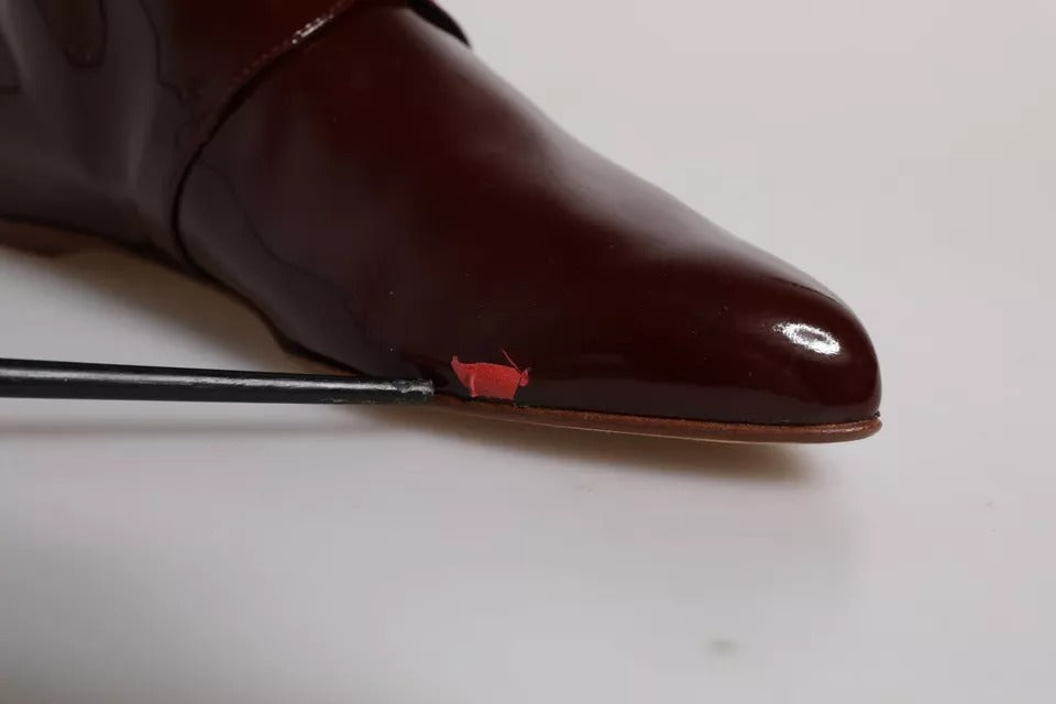 Maroon Leather Lace Up Ankle Boots Shoes