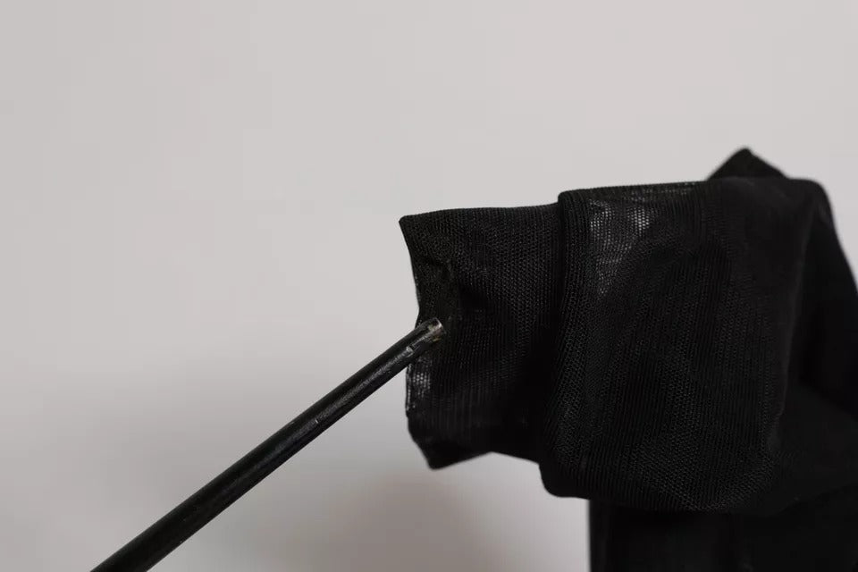 Black Silk Mesh Sock Style Boots Shoes
