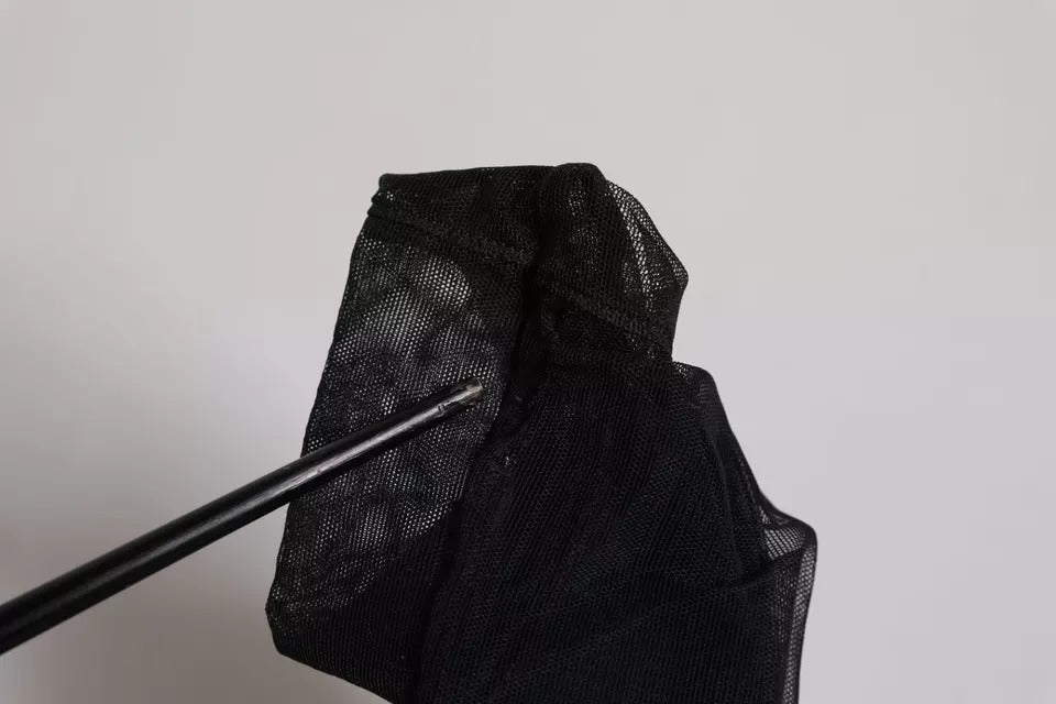 Black Nylon Mesh Sock Style Boots Shoes