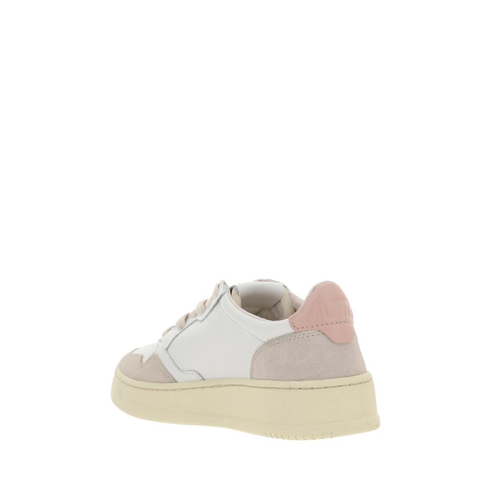 White Leather Low Top Sneakers