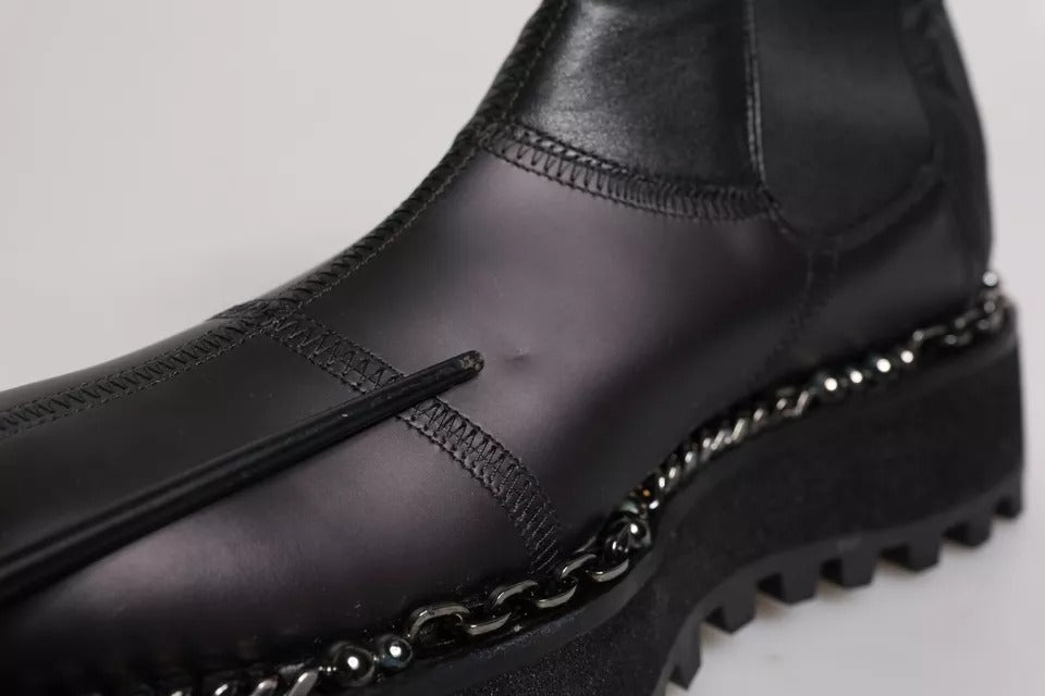 Black Chelsea Boots Leather Slip On Shoes