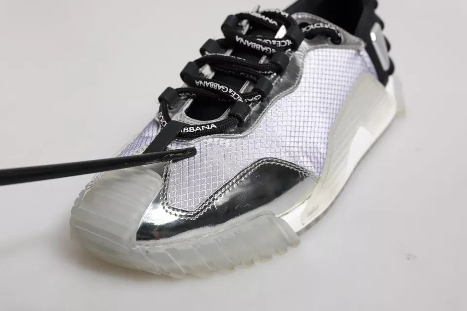 Silver Black Nylon NS1 Low Top Sneakers Shoes