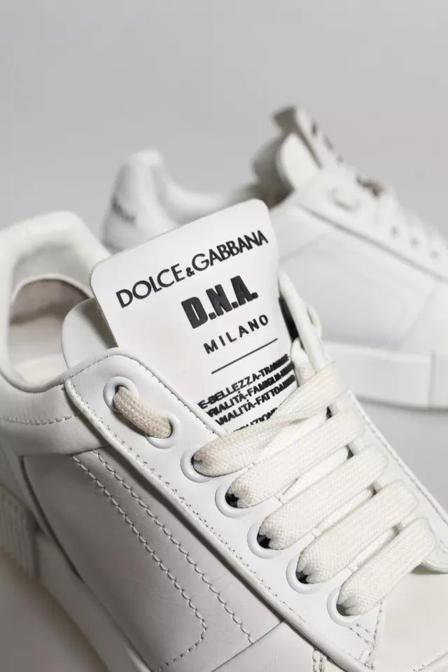 White Miami Leather Low Top Sneakers Shoes