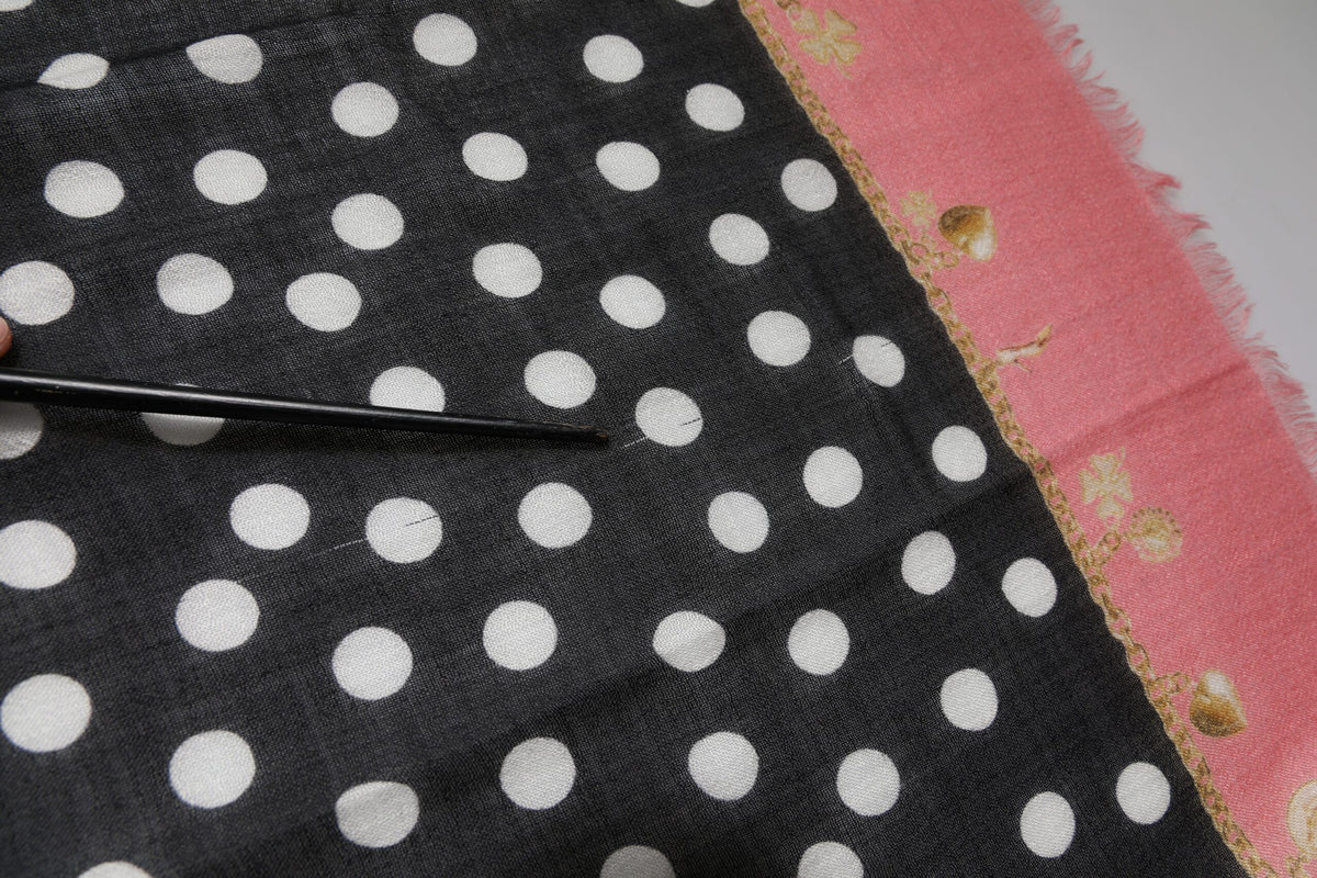 Black White Polka Dots Fringes Wrap Scarf