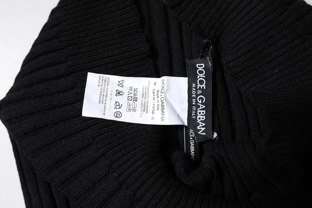 Black Cashmere Knitted Neck Warmer Foulard Scarf