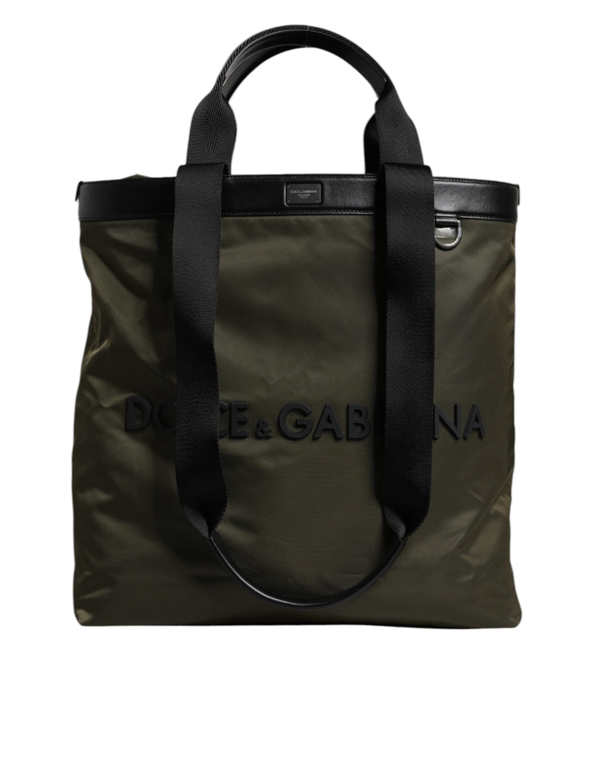 Military Green Nylon Shoulder Strap Tote Bag