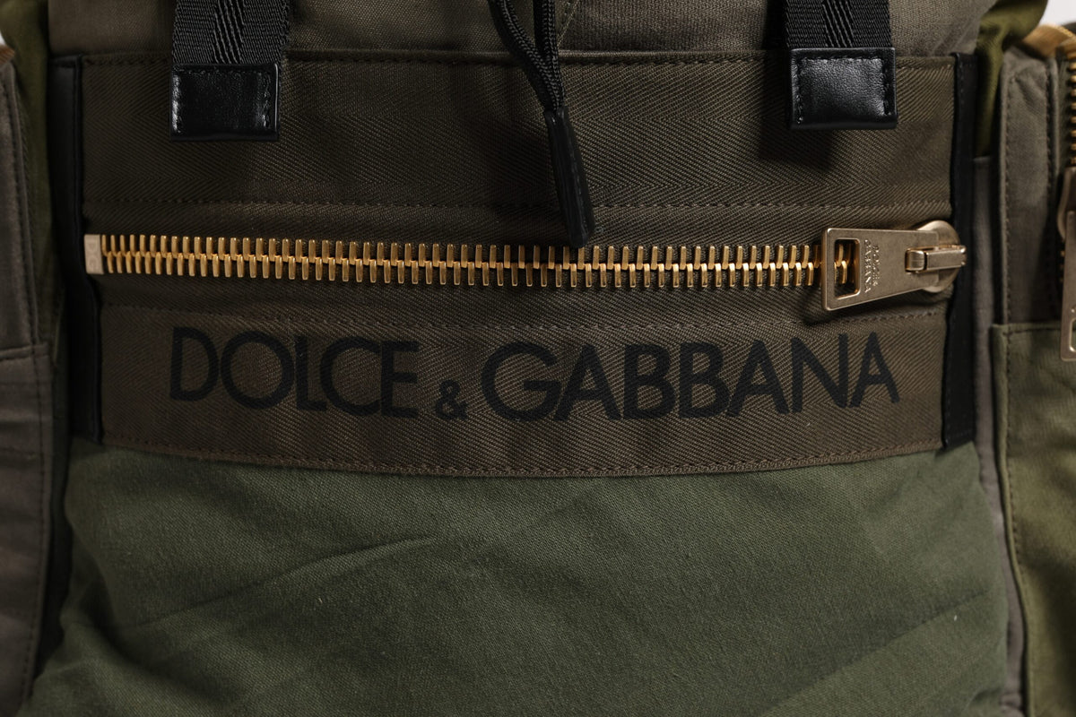 Military Green Patchwork School Backpack Bag