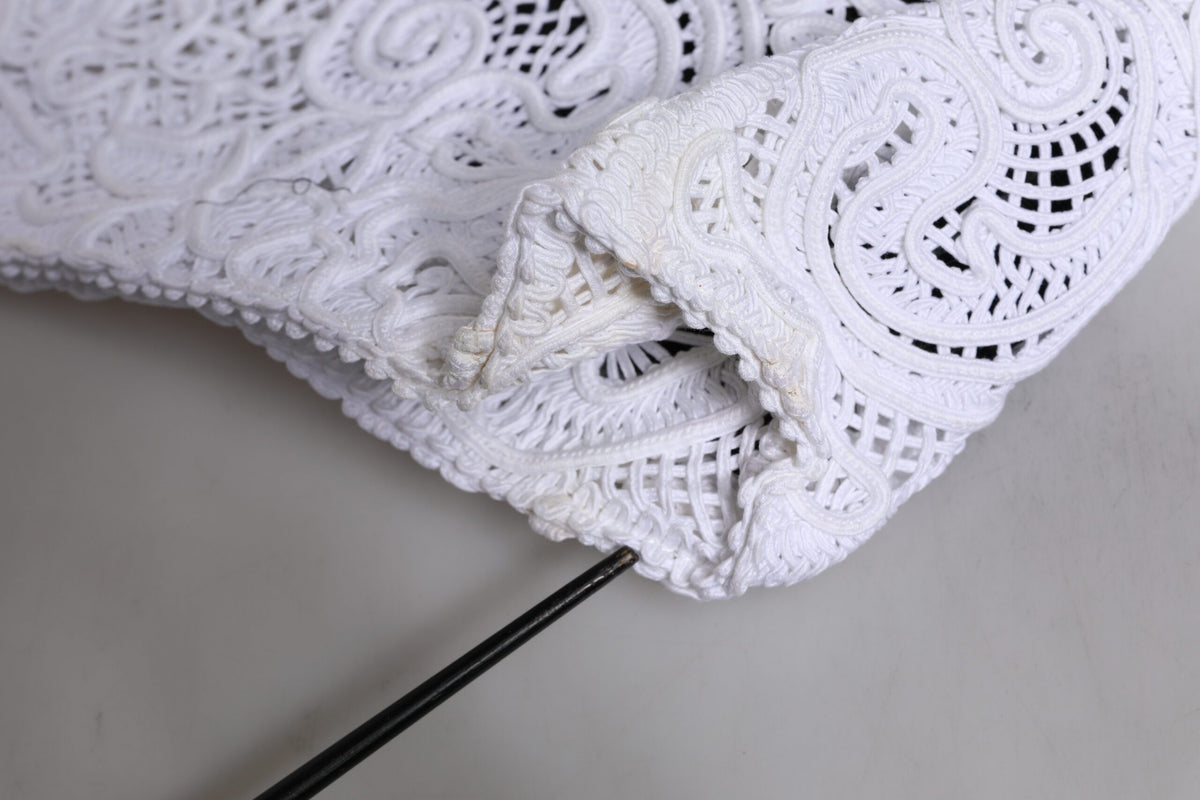 White Cordonetto Lace Beatrice Tote Shopping Bag