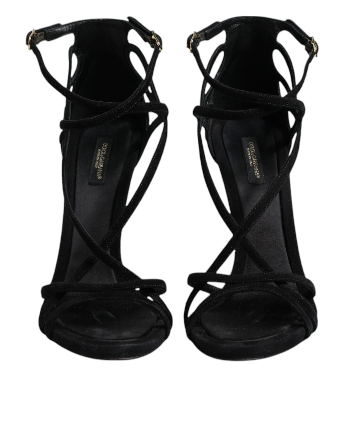 Black Leather Stiletto Heels Sandals Shoes