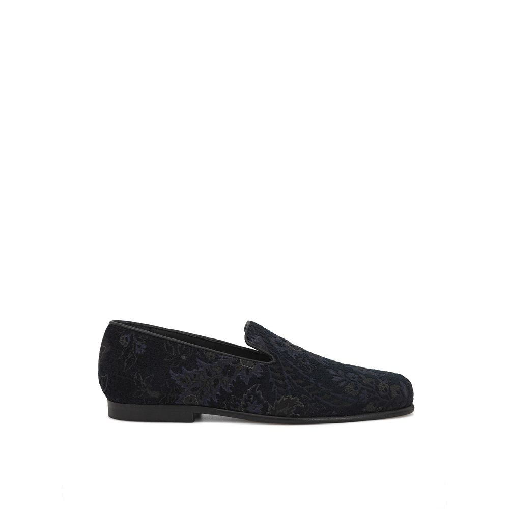 Blue Leather Slip-On Loafers