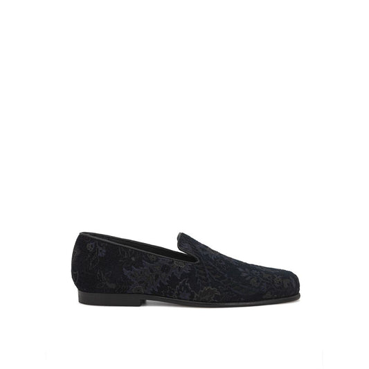 Blue Leather Slip-On Loafers