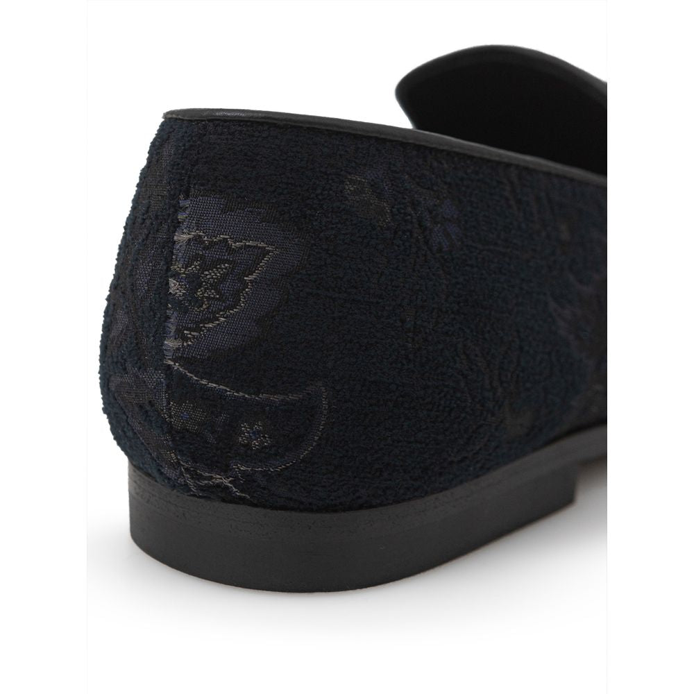 Blue Leather Slip-On Loafers
