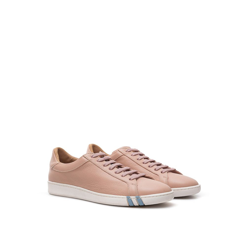 Pink Leather Low Top Sneakers