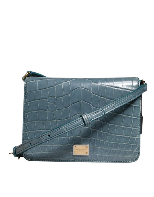 Vihreä eksoottinen nahka DG Plaque Crossbody -minilaukku