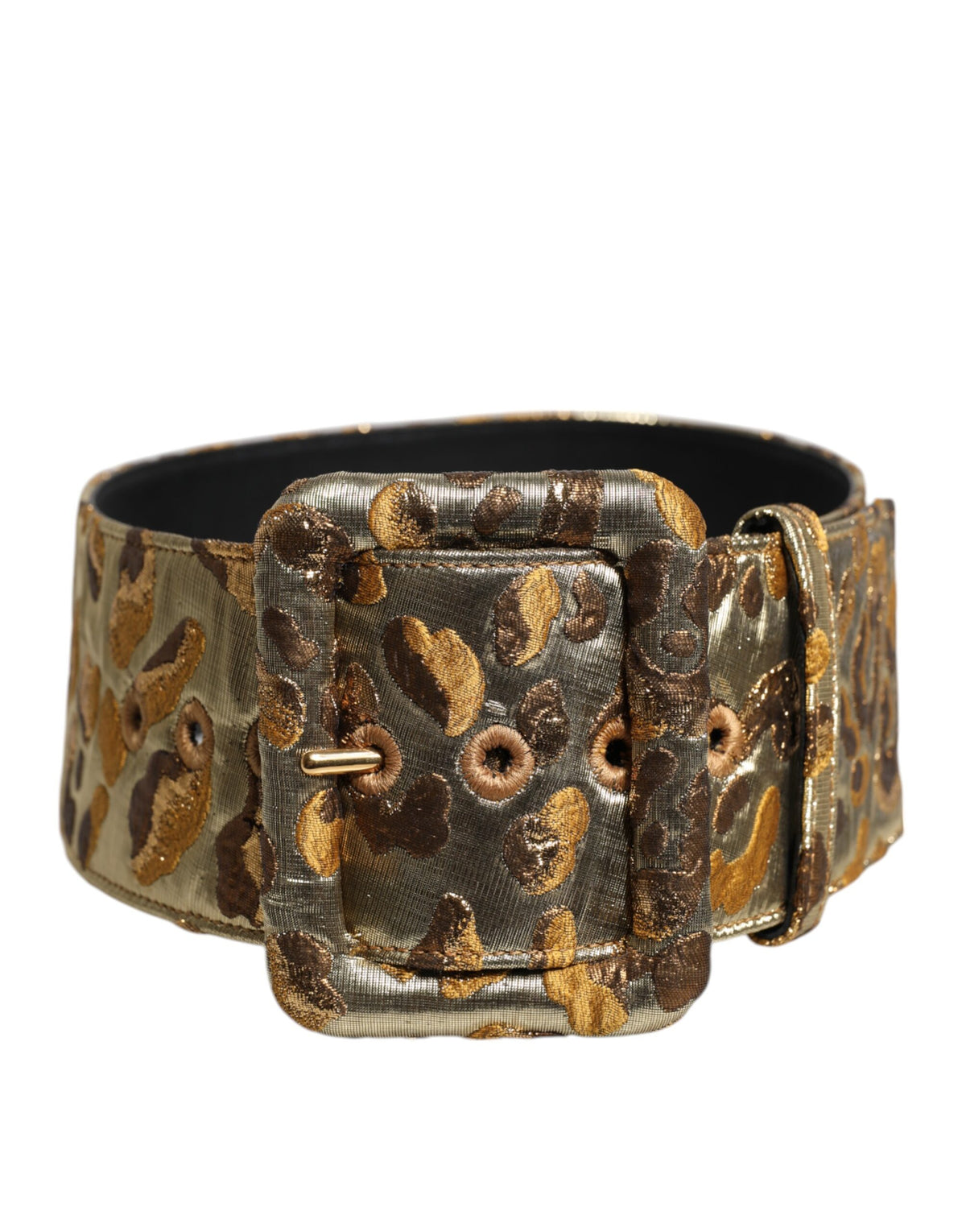 Gold Spotted Jacquard Fabric Wide Waist Belt