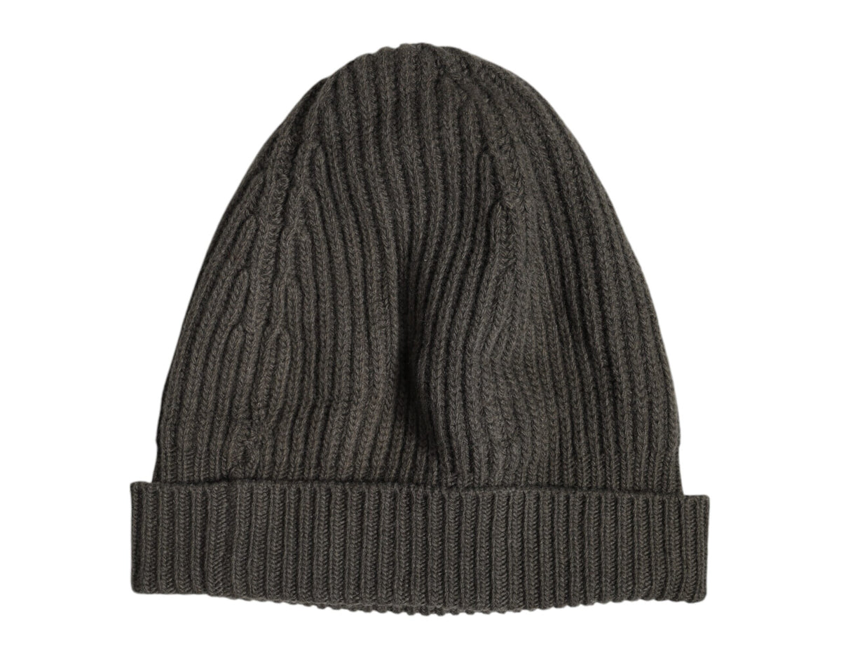 Green Wool DG Plaque Knitted Winter Beanie Hat