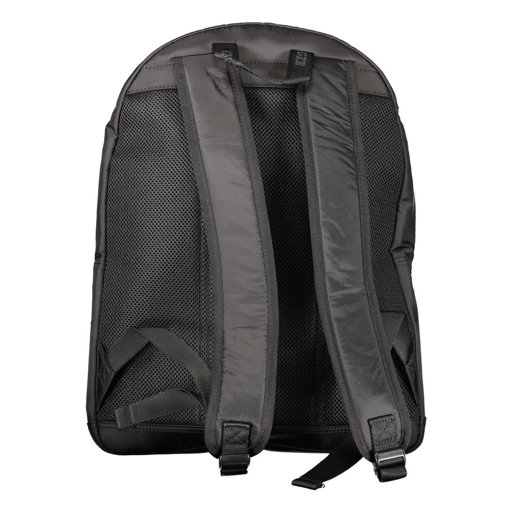 Black Polyurethane Men Backpack