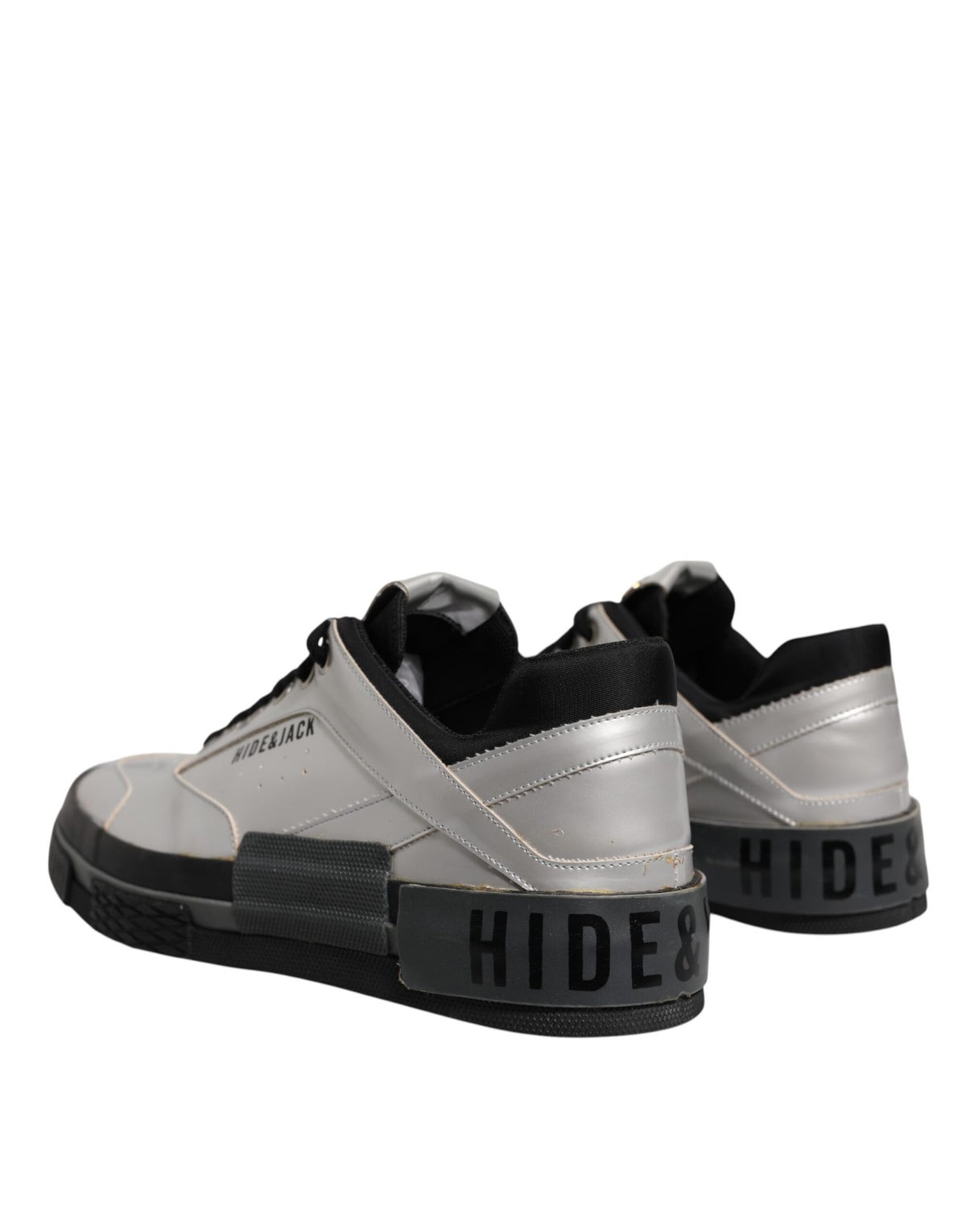 Metallic Silver Low Top Lace Up Sneakers Shoes