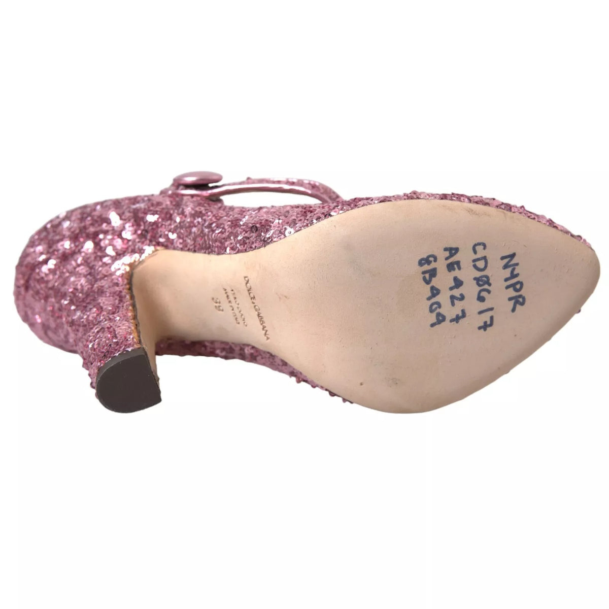 Pink Sequin Mary Jane Pumps High Heels Shoes