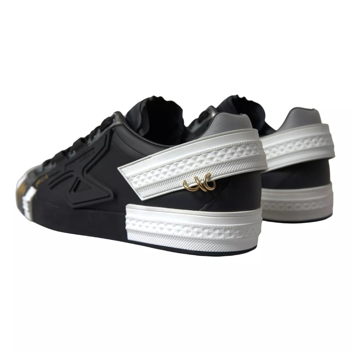 Black Leather Low Top Sneakers Portofino Shoes