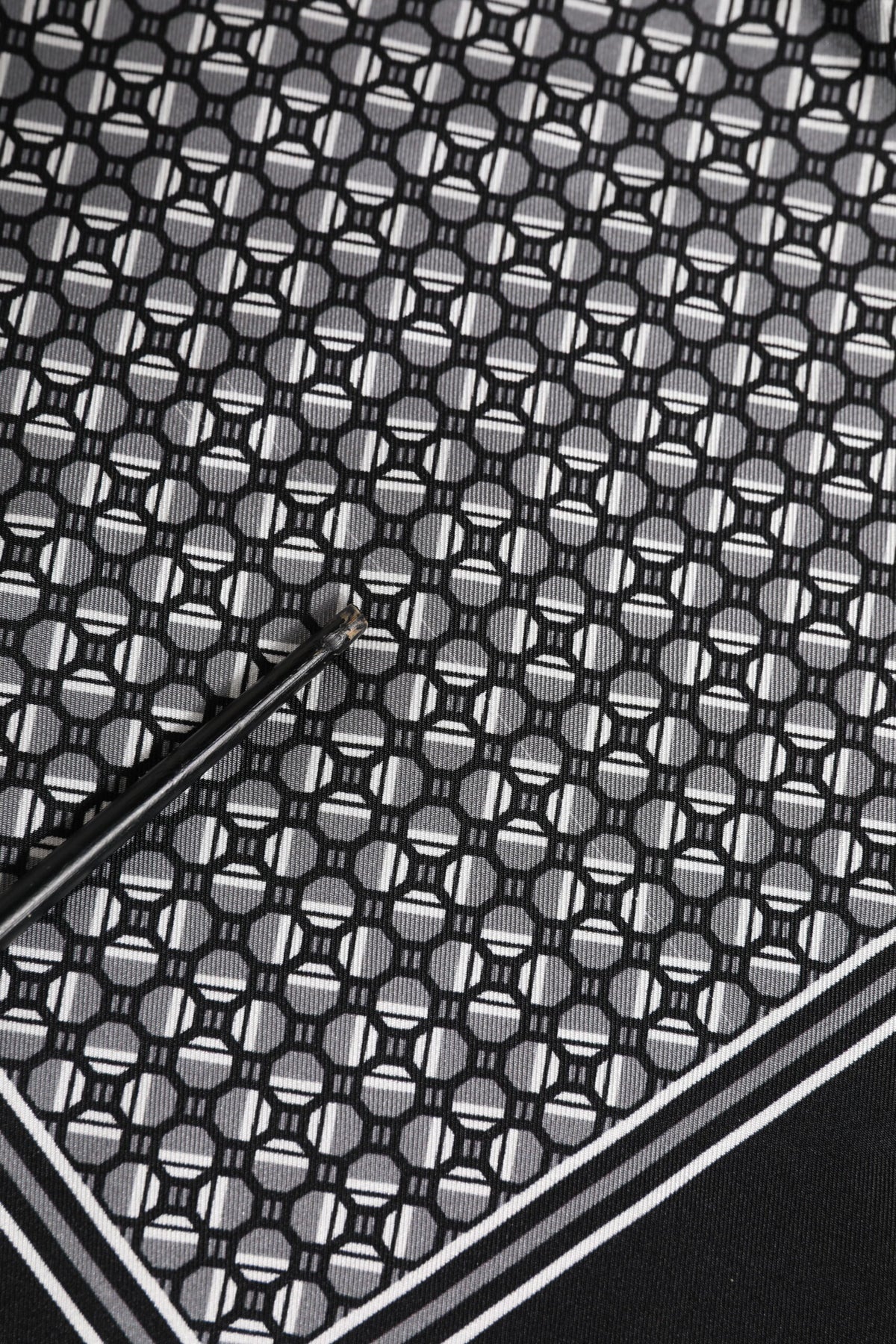 Black White Patterned Square Foulard Scarf