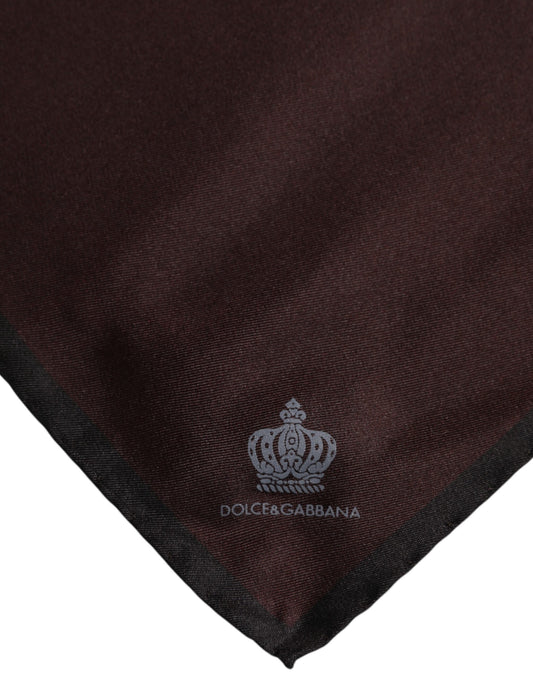 Ruskea DG Crown silkkinen neliöhuivi miehille